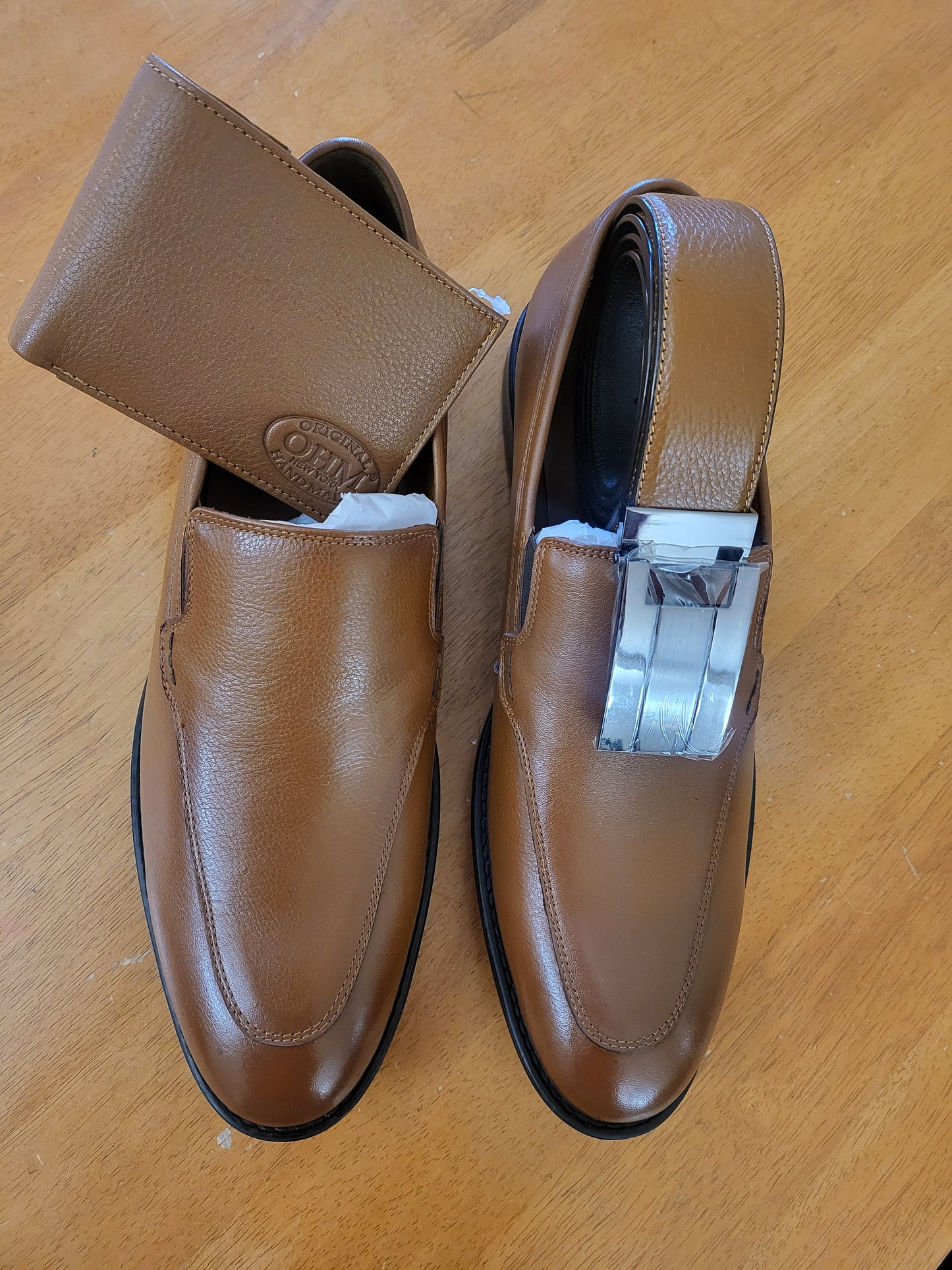 Slip-on Leather Shoes with Matching Belts & Wallets
