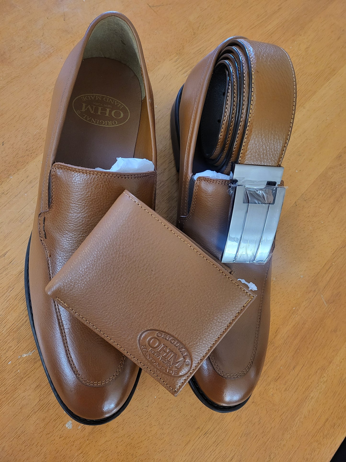 Slip-on Leather Shoes with Matching Belts & Wallets