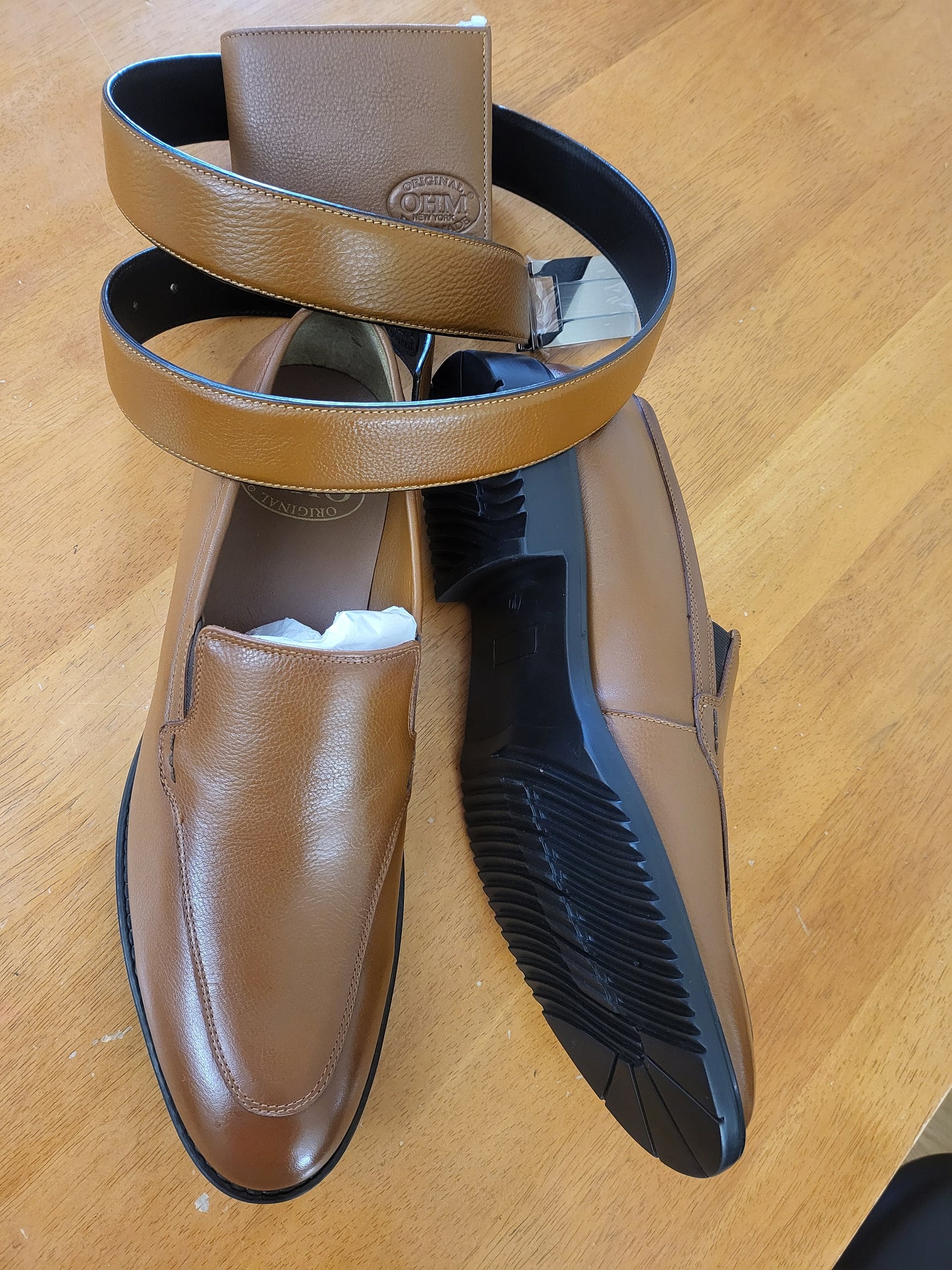 Slip-on Leather Shoes with Matching Belts & Wallets