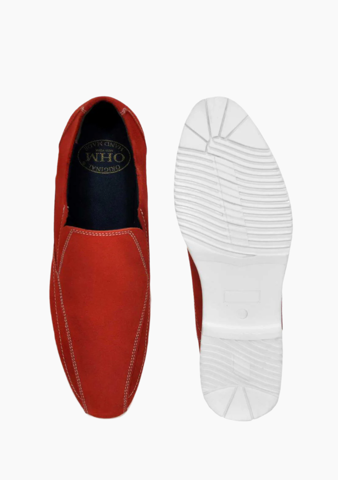 OHM Premium Italian Leather Slip-on Shoes with Stitched Toe