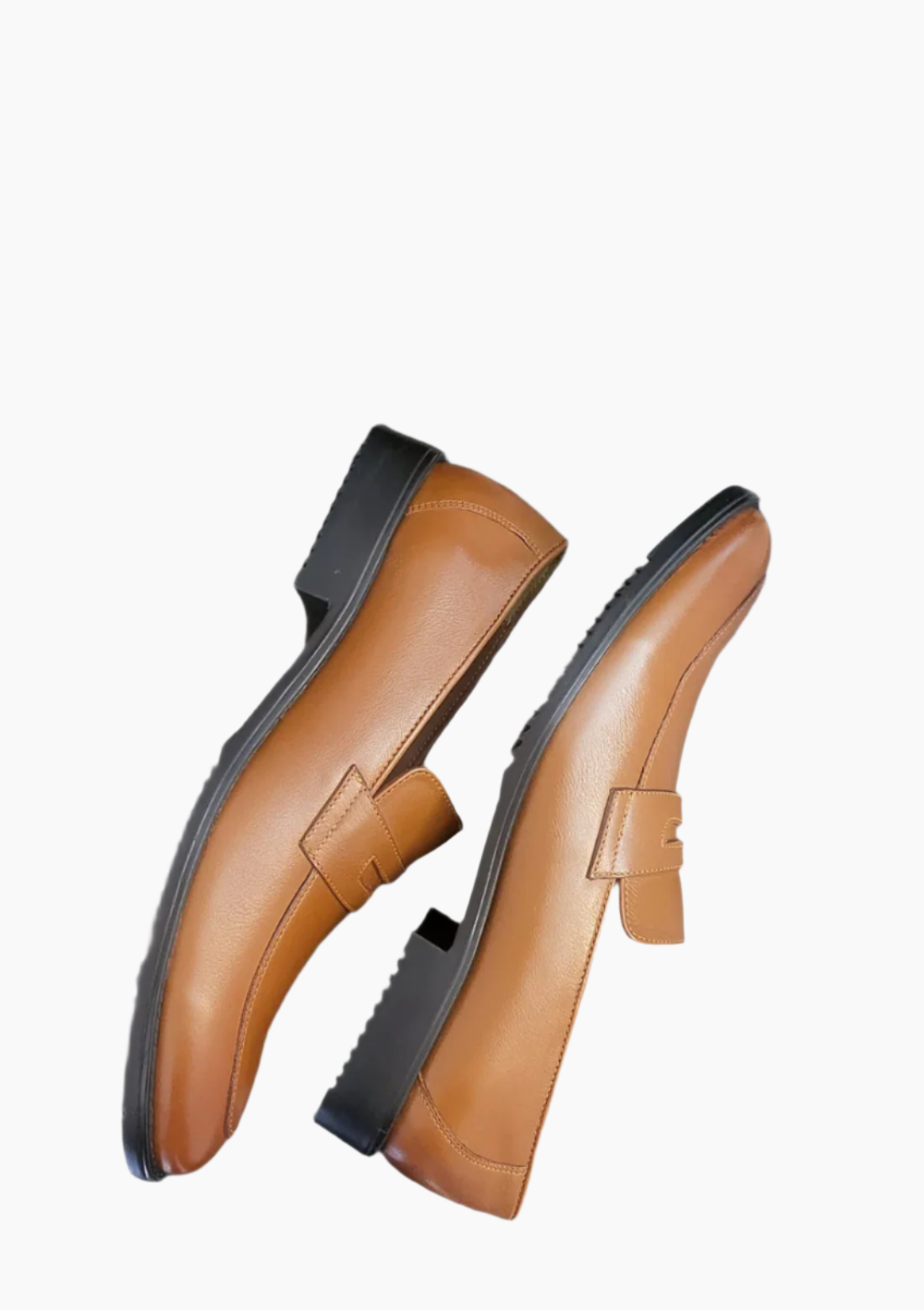 OHM Grained Leather Double Stitched Penny Loafer Shoes
