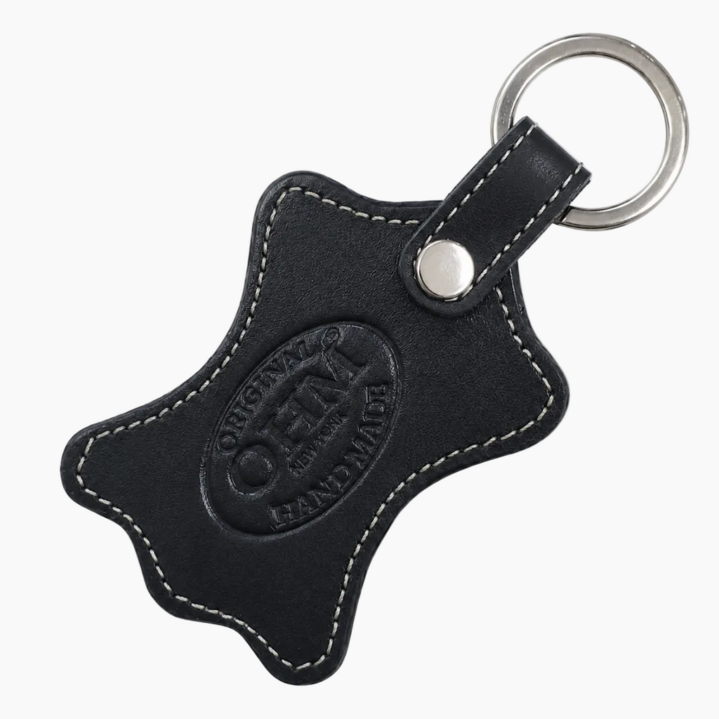 OHM New York Black Genuine Leather Keychain – Handmade Leather Key Fob