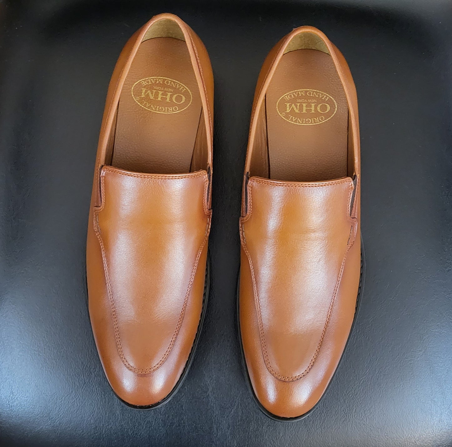 OHM New York Double Stitched Executive Slip-on Leather Shoes