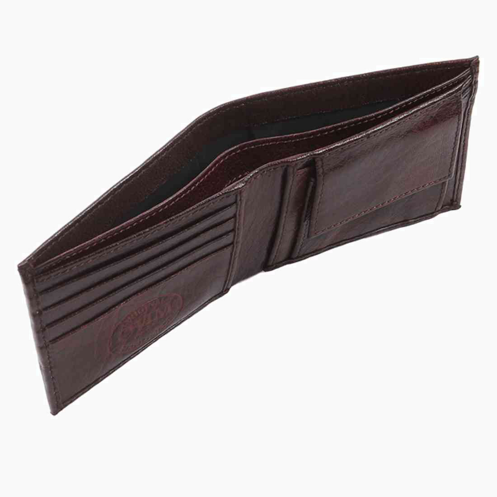 OHM New York Bill Fold Leather Wallet in Oxblood