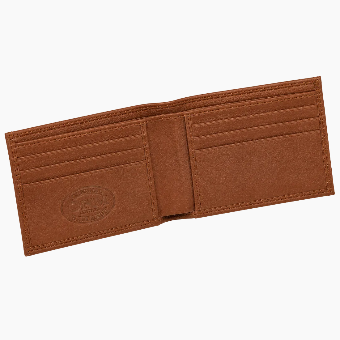 OHM New York Bill Fold Leather Wallet With Removable Card Holder Cognac