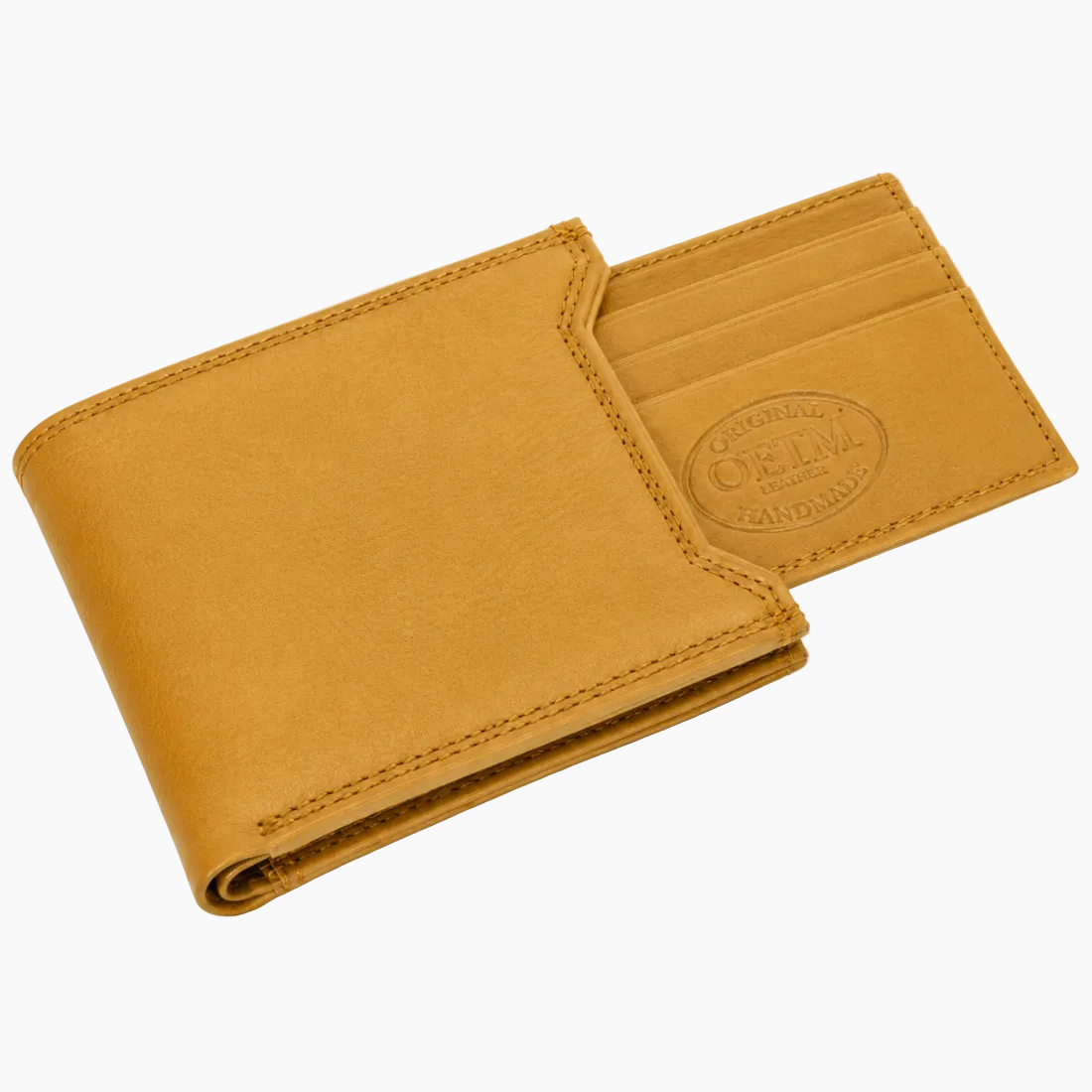 OHM New York Bill Fold Leather Wallet With Removable Card Holder Golden Tan