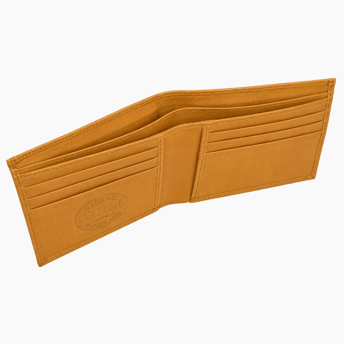 OHM New York Bill Fold Leather Wallet With Removable Card Holder Golden Tan