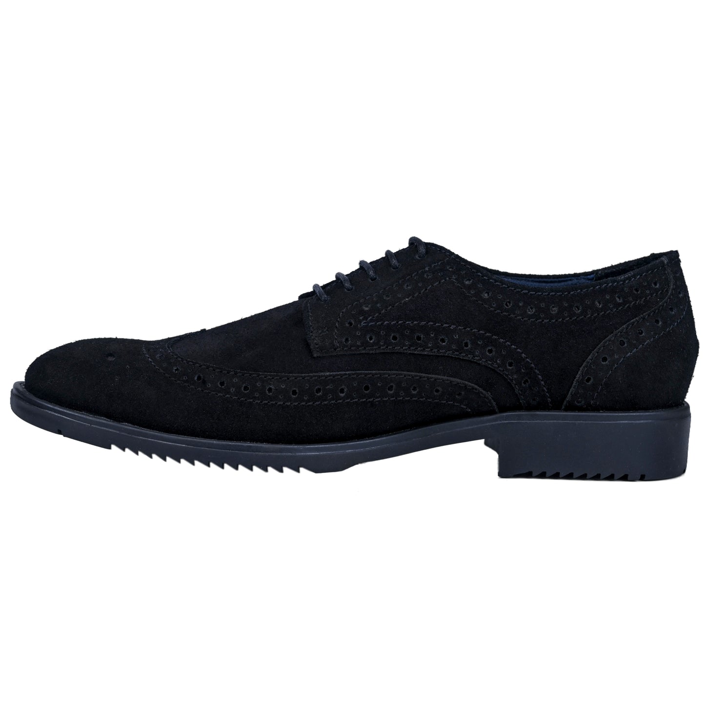 OHM New York Suede Leather Wingtip Shoes in Black