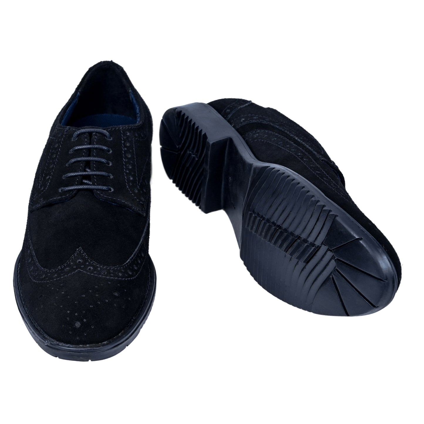 OHM New York Suede Leather Wingtip Shoes in Black