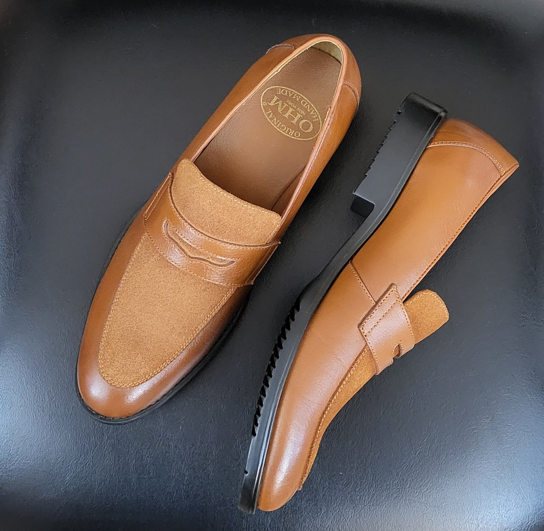 OHM New York Stylish Vamp Design Business Penny Loafer Leather Shoes