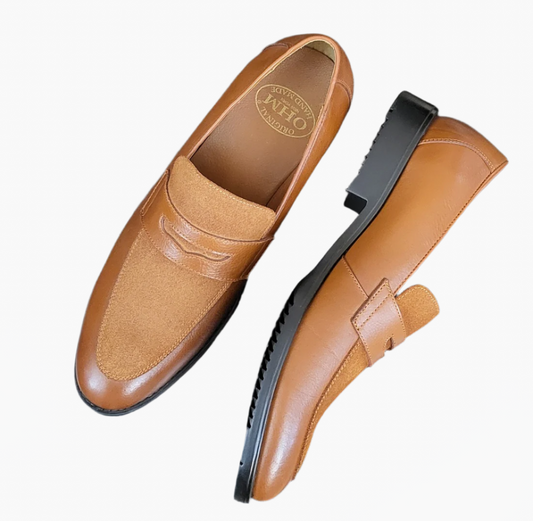 OHM Vamp Design Business Penny Loafer Leather Shoes