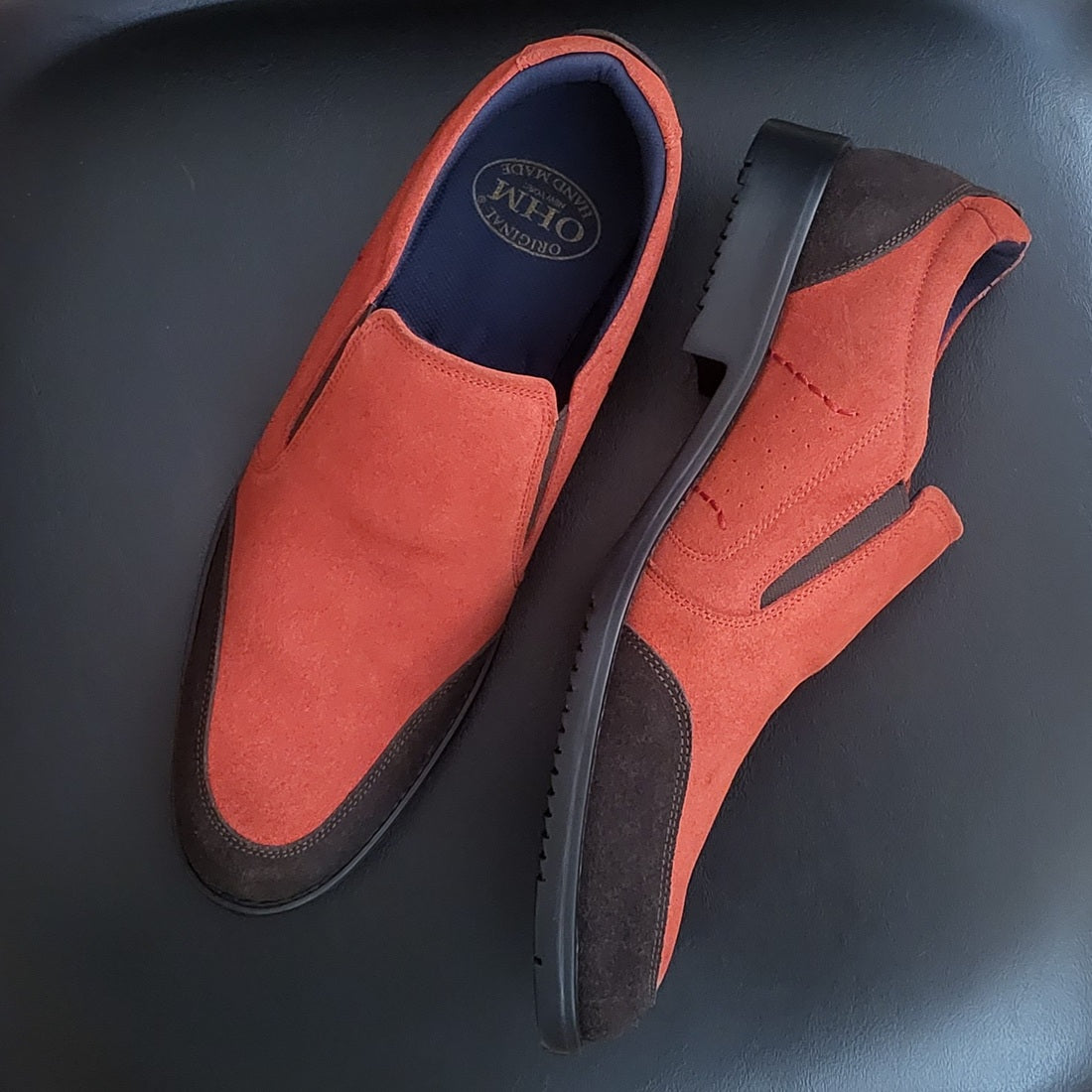 OHM New York Vamp Stitched Leather Slip-on Shoes