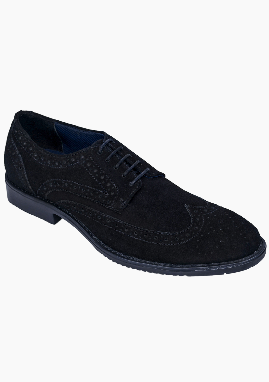 OHM Suede Leather Wingtip Shoes in Black