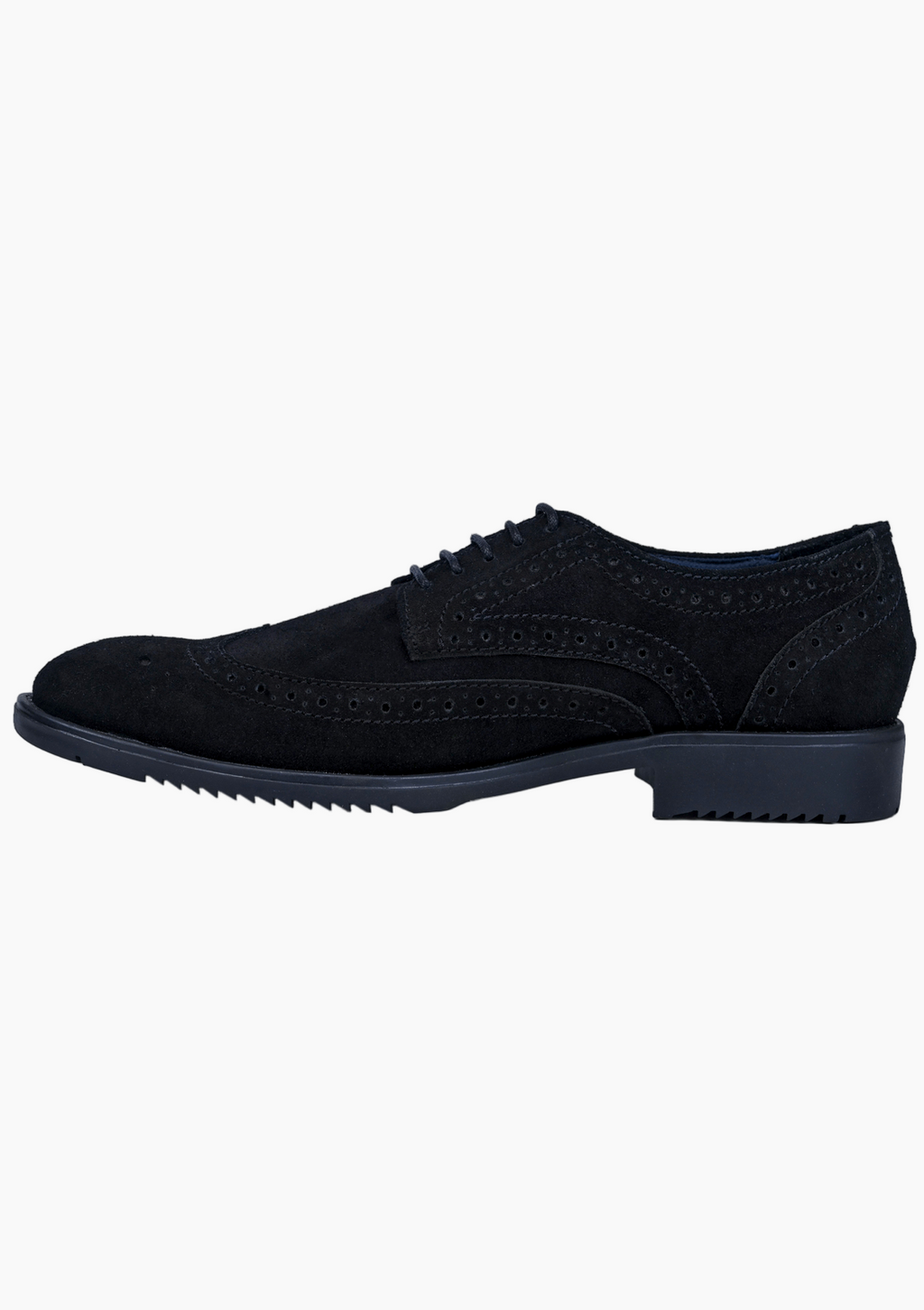 OHM Suede Leather Wingtip Shoes in Black