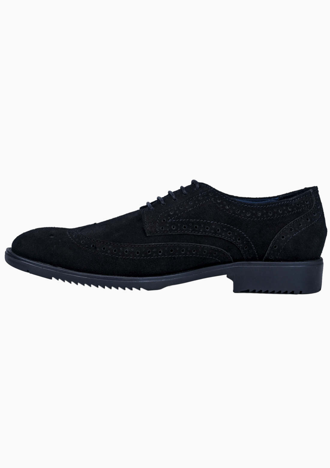 OHM Suede Leather Wingtip Shoes in Black