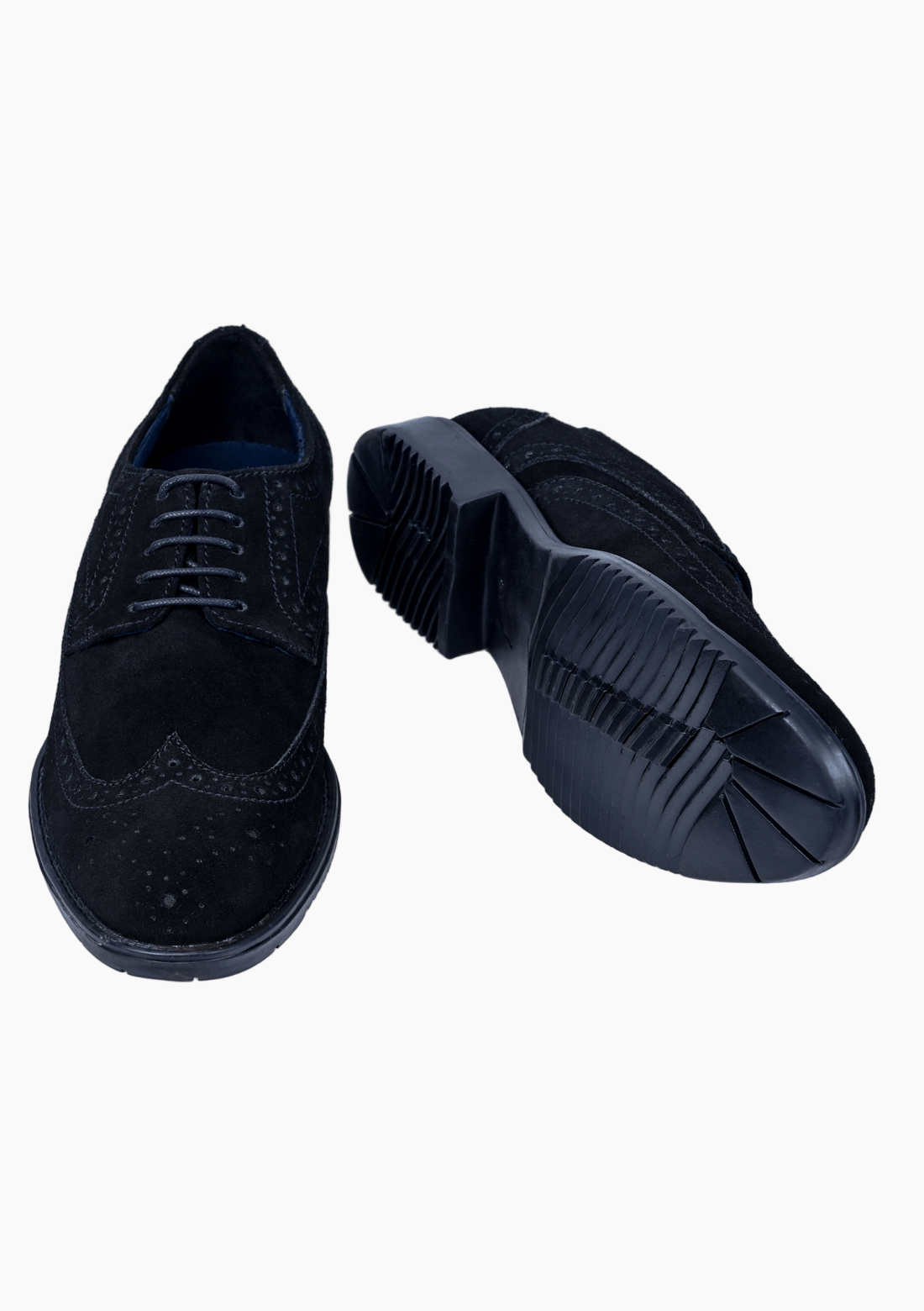 OHM Suede Leather Wingtip Shoes in Black