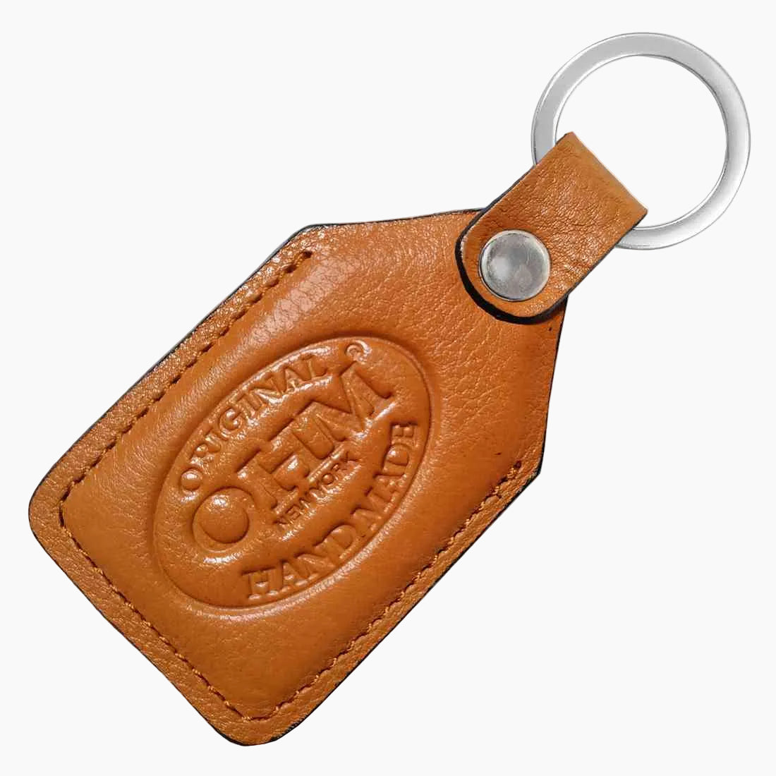 OHM New York Leather Stitched Key Chains Tan