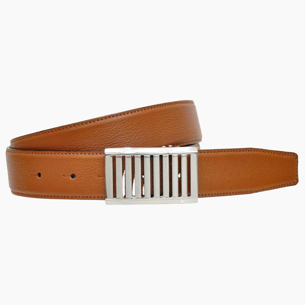 OHM New York Latticed Buckle Leather Reversible Belts