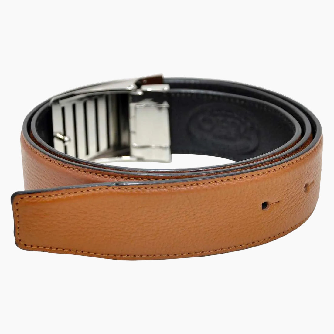 OHM New York Latticed Buckle Leather Reversible Belts
