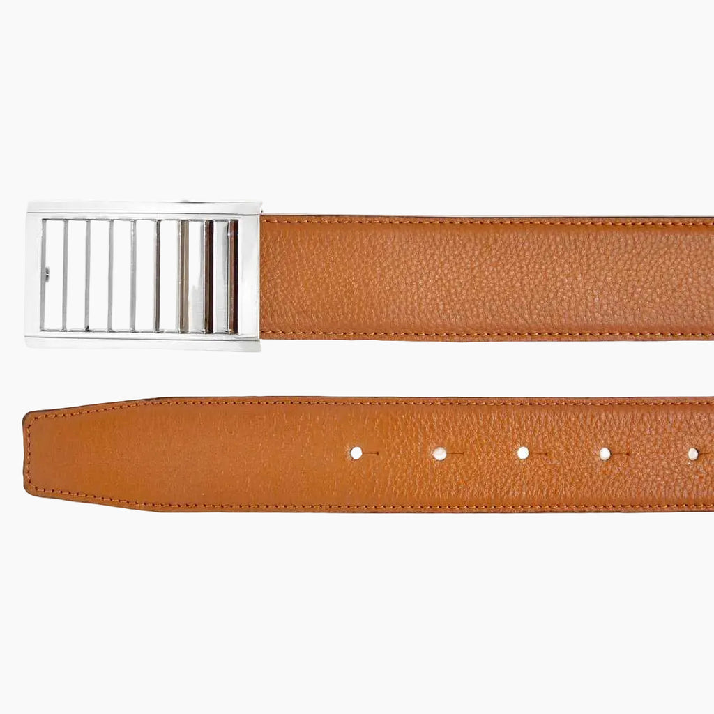 OHM New York Latticed Buckle Leather Reversible Belts