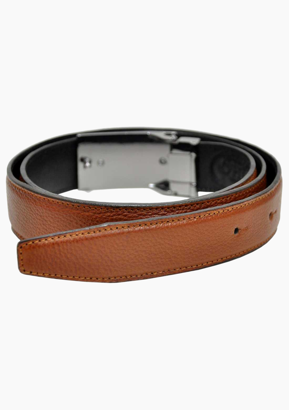 OHM Plain Leather Stitched Business Slim Belts