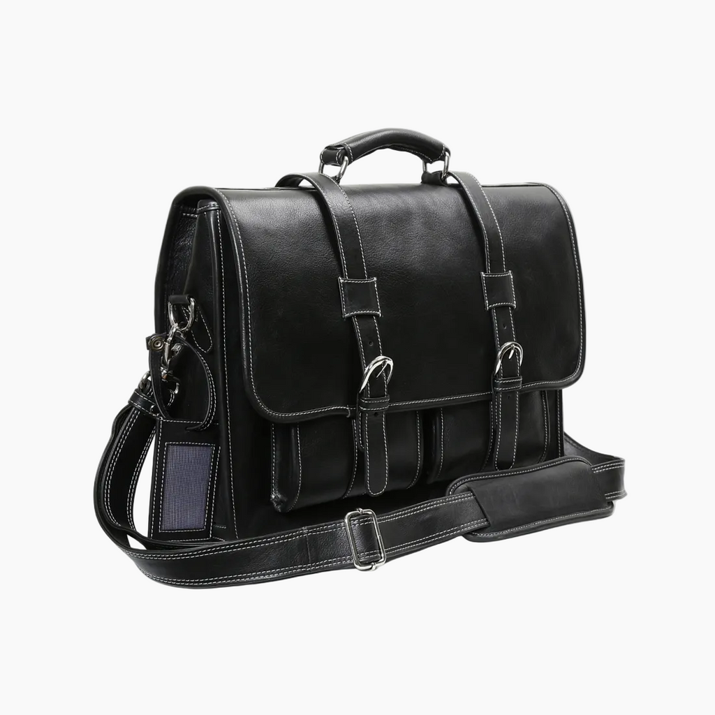 OHM Leather New York Business Briefcase in Black Color