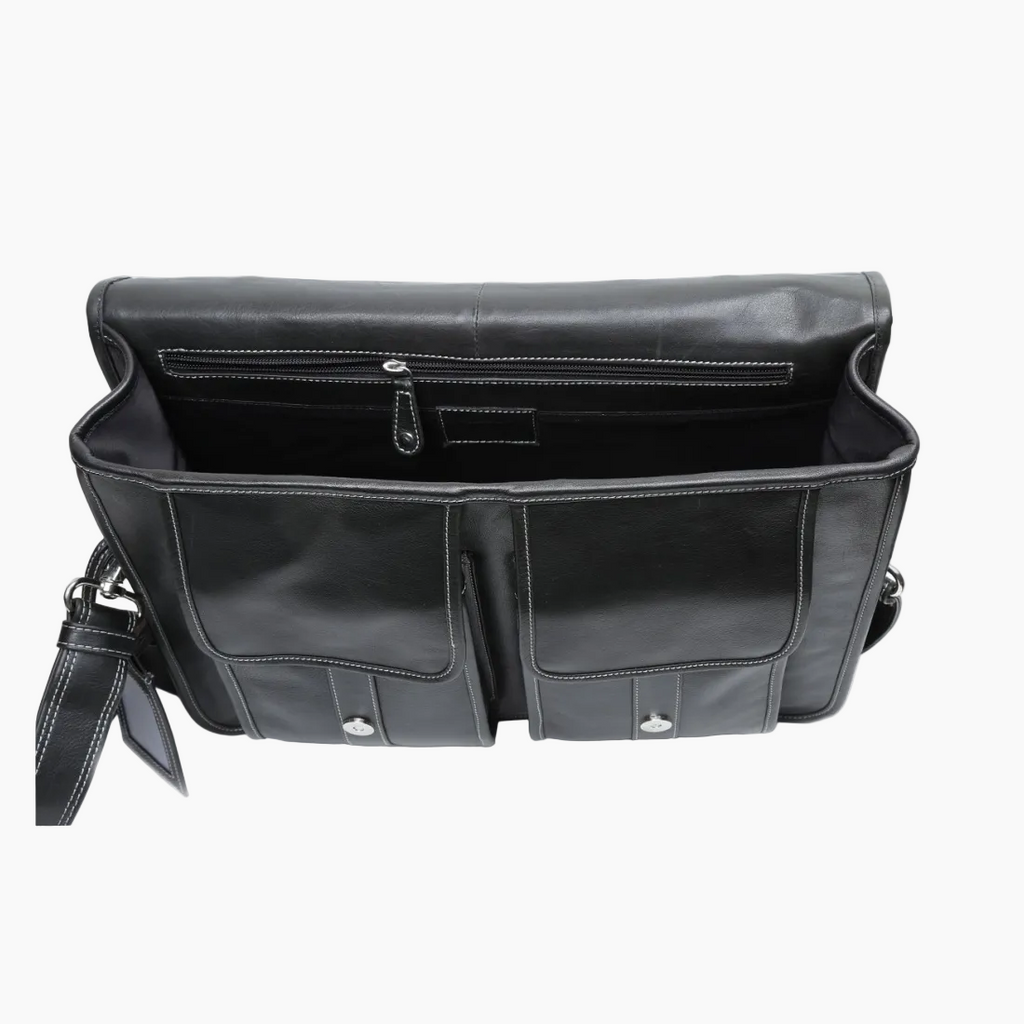 OHM Leather New York Business Briefcase in Black Color