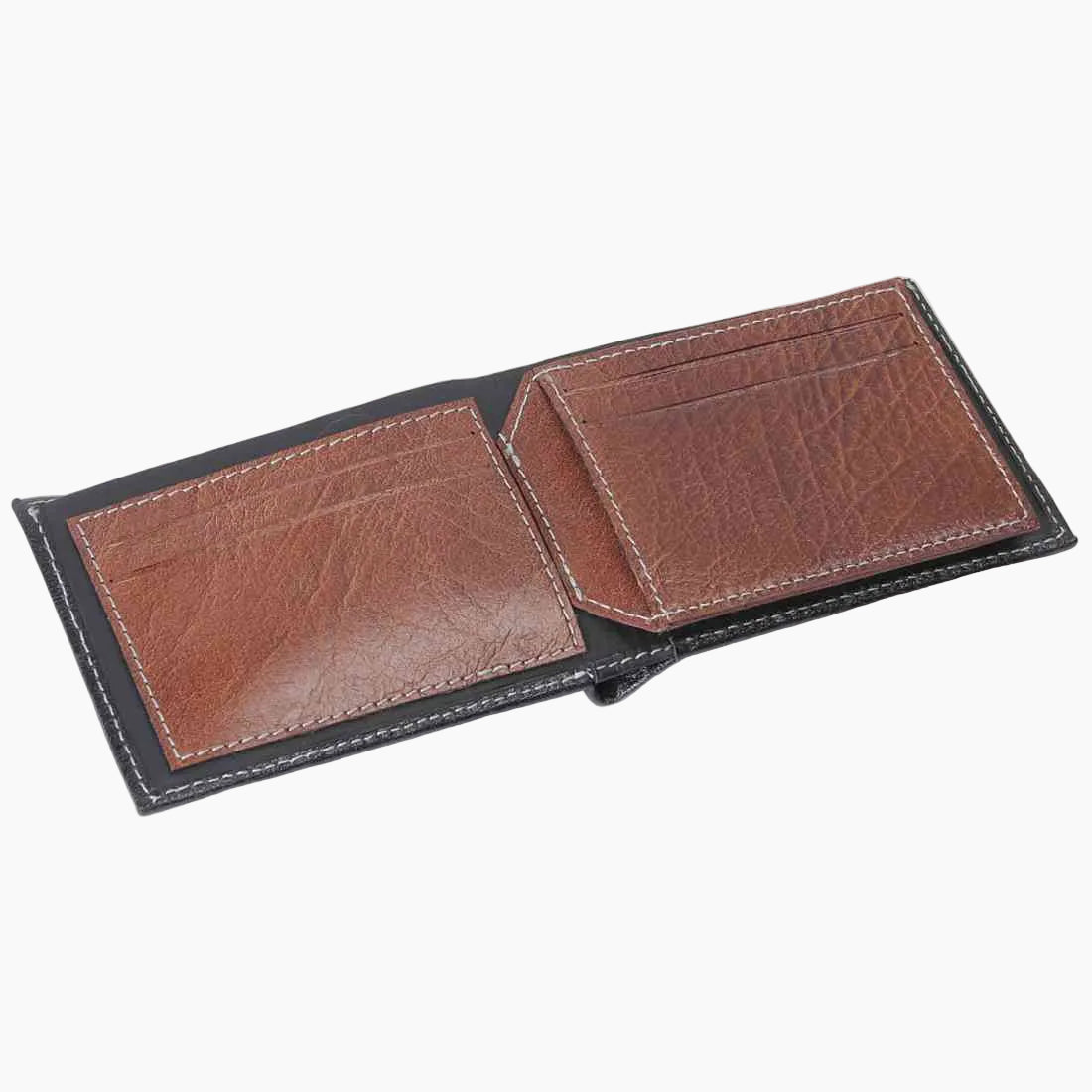 OHM Leather New York Wallet in Black/ Tan