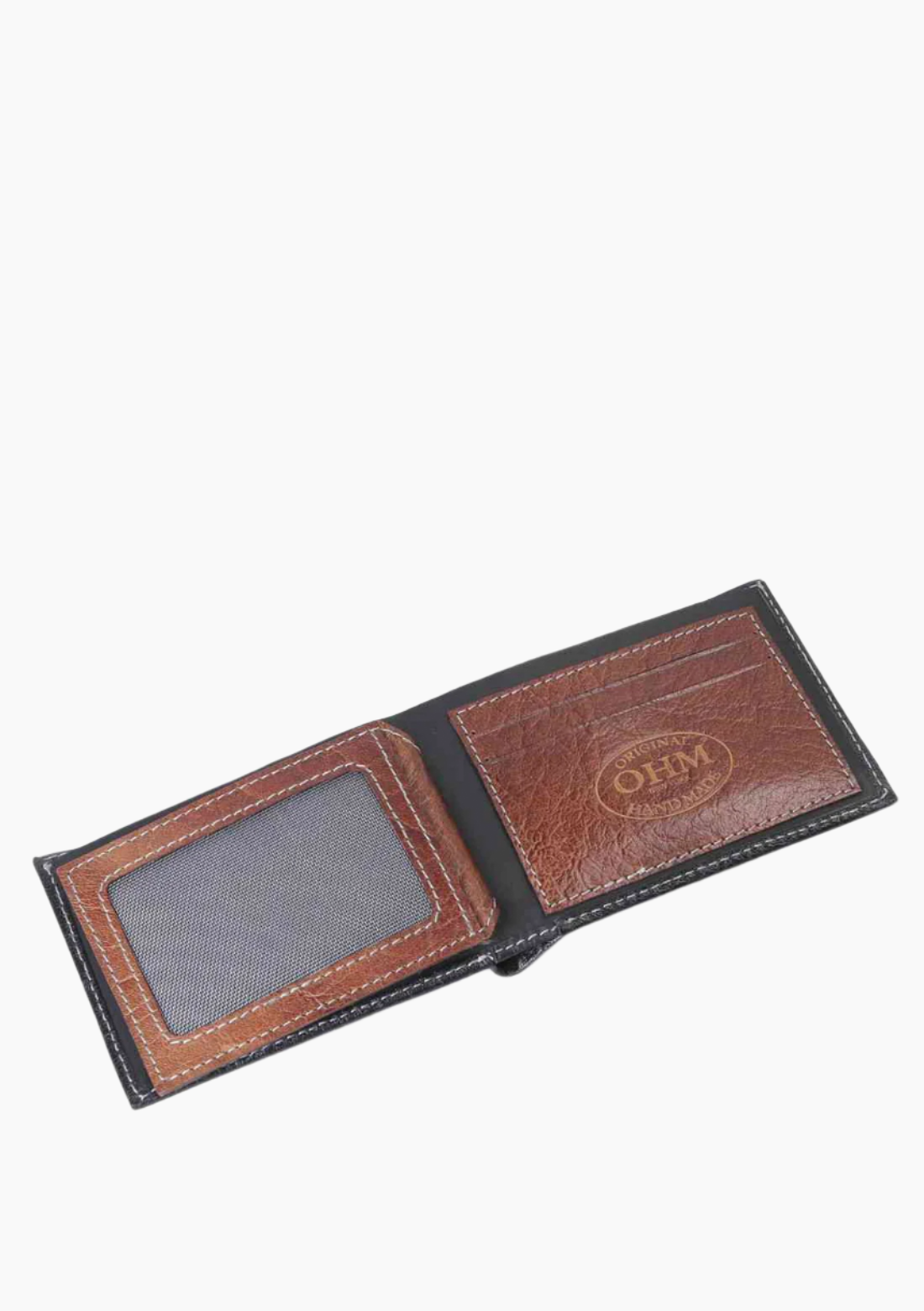 OHM Leather New York Wallet in Black/ Tan