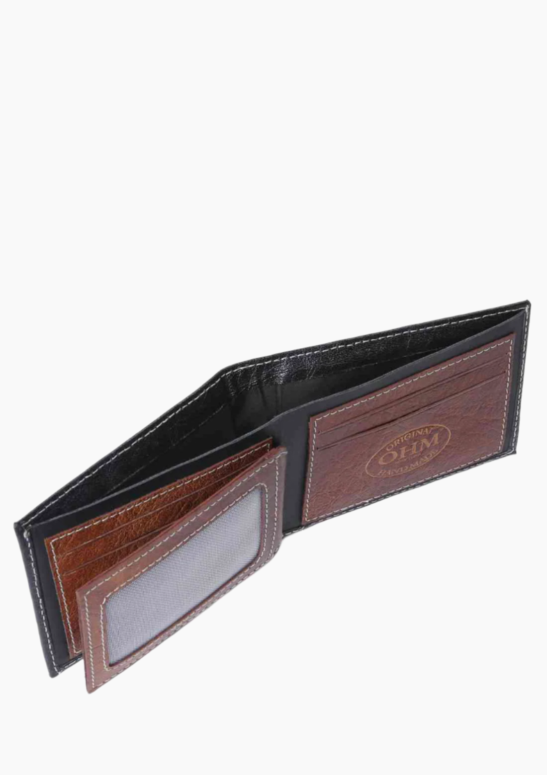 OHM Leather New York Wallet in Black/ Tan