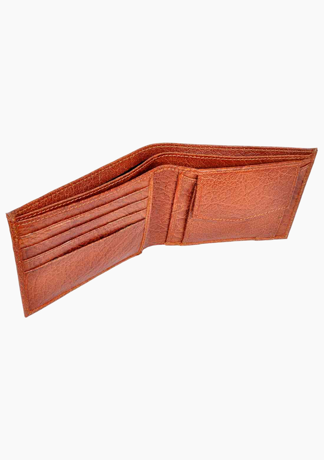OHM Bill Fold Slim Leather Wallet with Coin Pouch