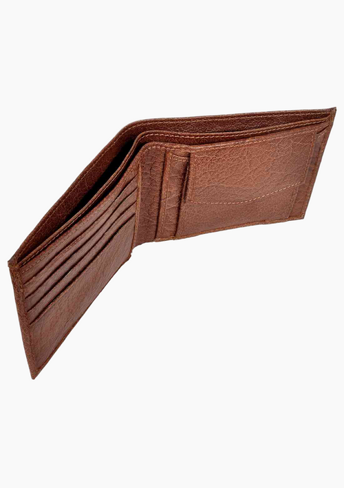 OHM Bill Fold Leather Wallet with Coin Pouch