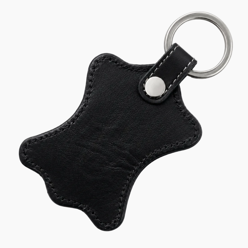 OHM New York Black Genuine Leather Keychain – Handmade Leather Key Fob