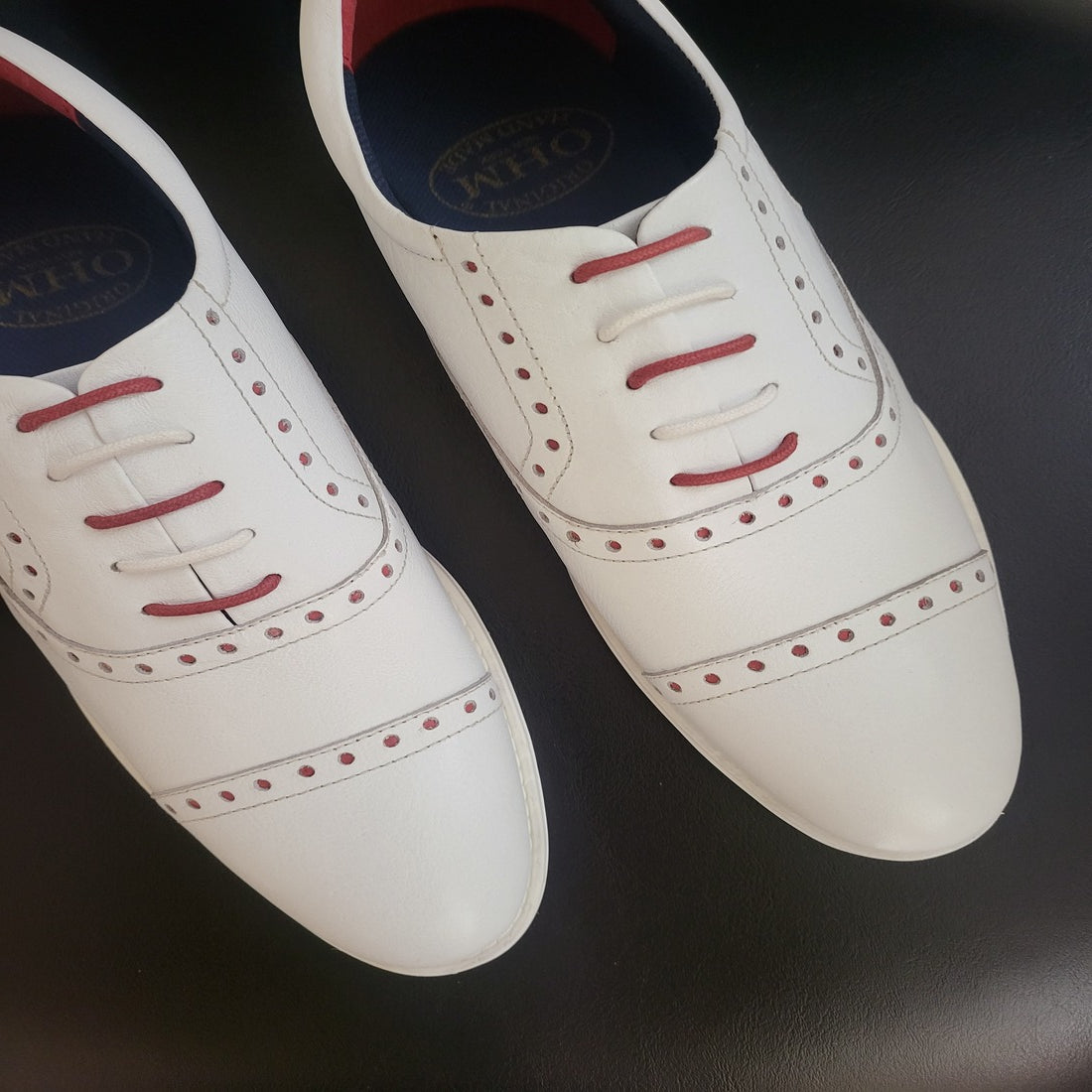 OHM New York Cap Toe Oxford Sporty Designer Leather Shoes White Color
