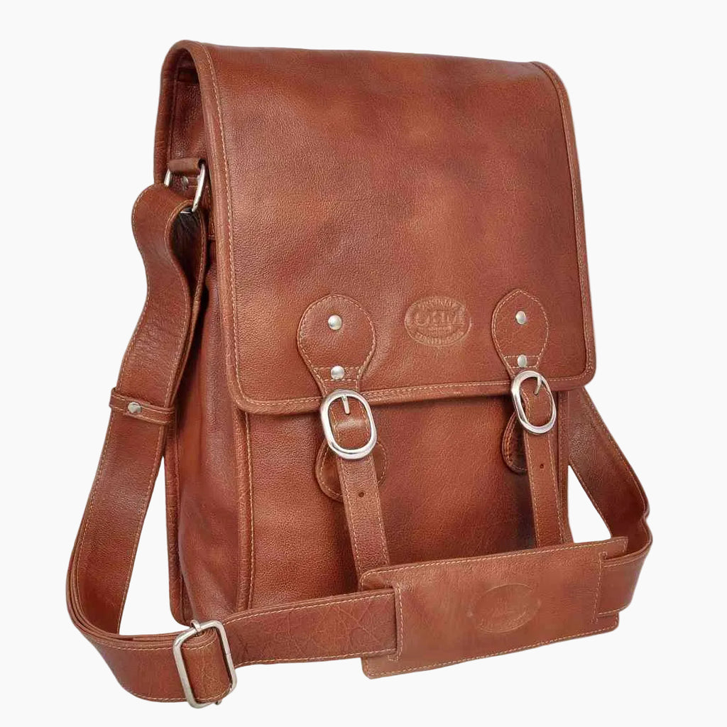 OHM New York Classic Cross Body Leather Bag Tan