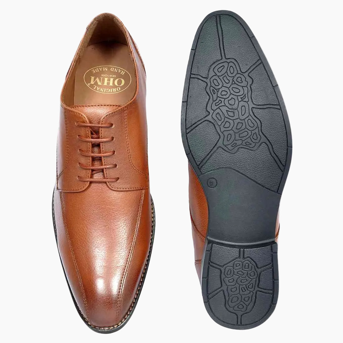 OHM New York Double Stitched Corporate Leather Shoes Tan