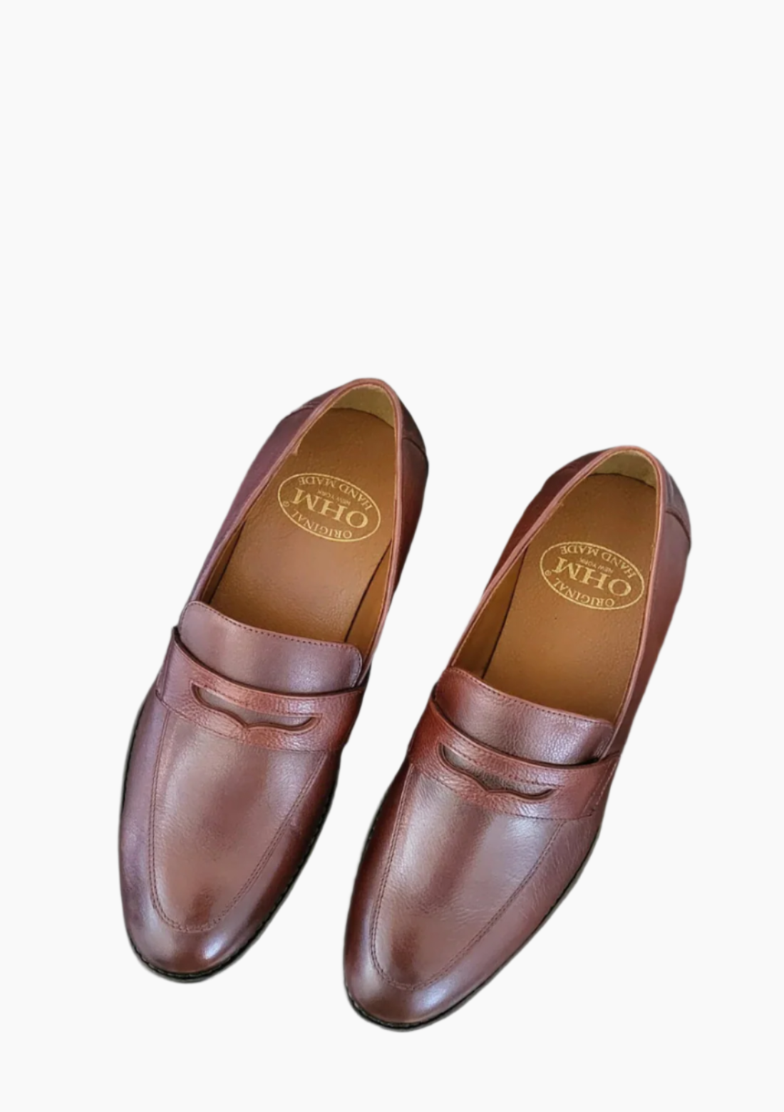 OHM Classy Double Stitched Penny Loafer Leather Shoes