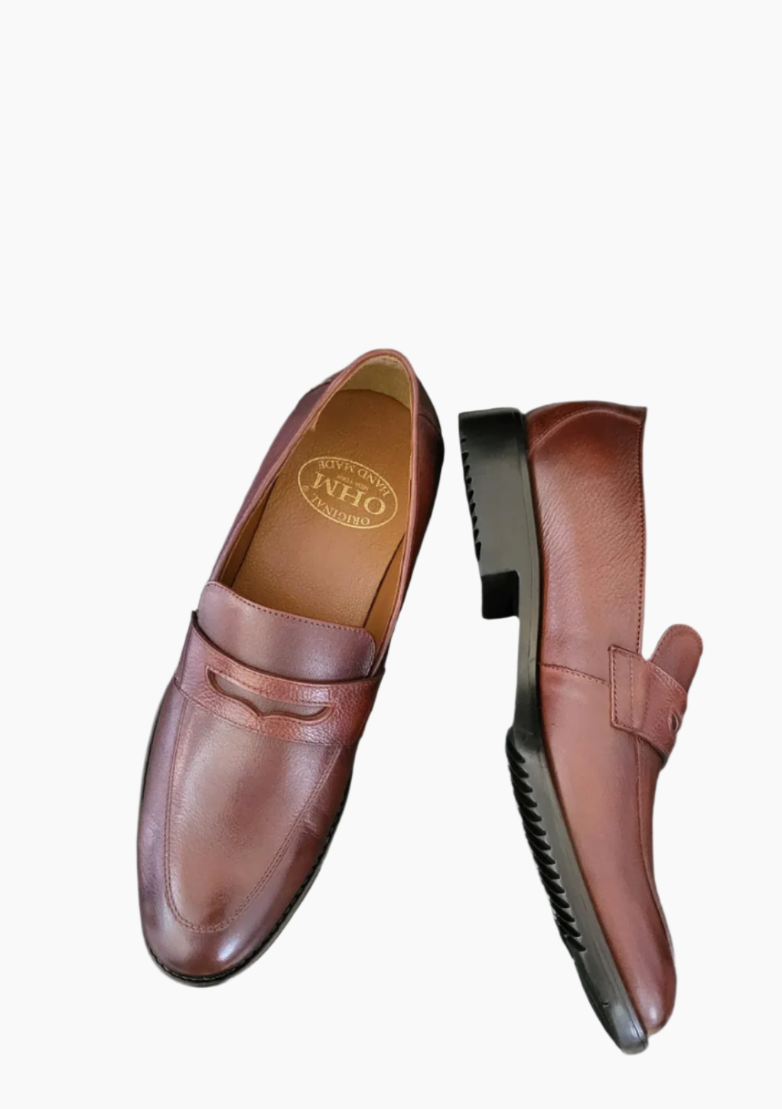 OHM Classy Double Stitched Penny Loafer Leather Shoes