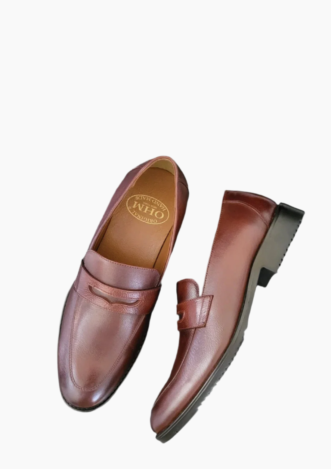 OHM Classy Double Stitched Penny Loafer Leather Shoes
