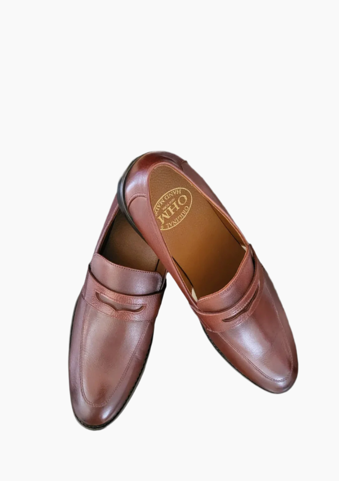 OHM Classy Double Stitched Penny Loafer Leather Shoes