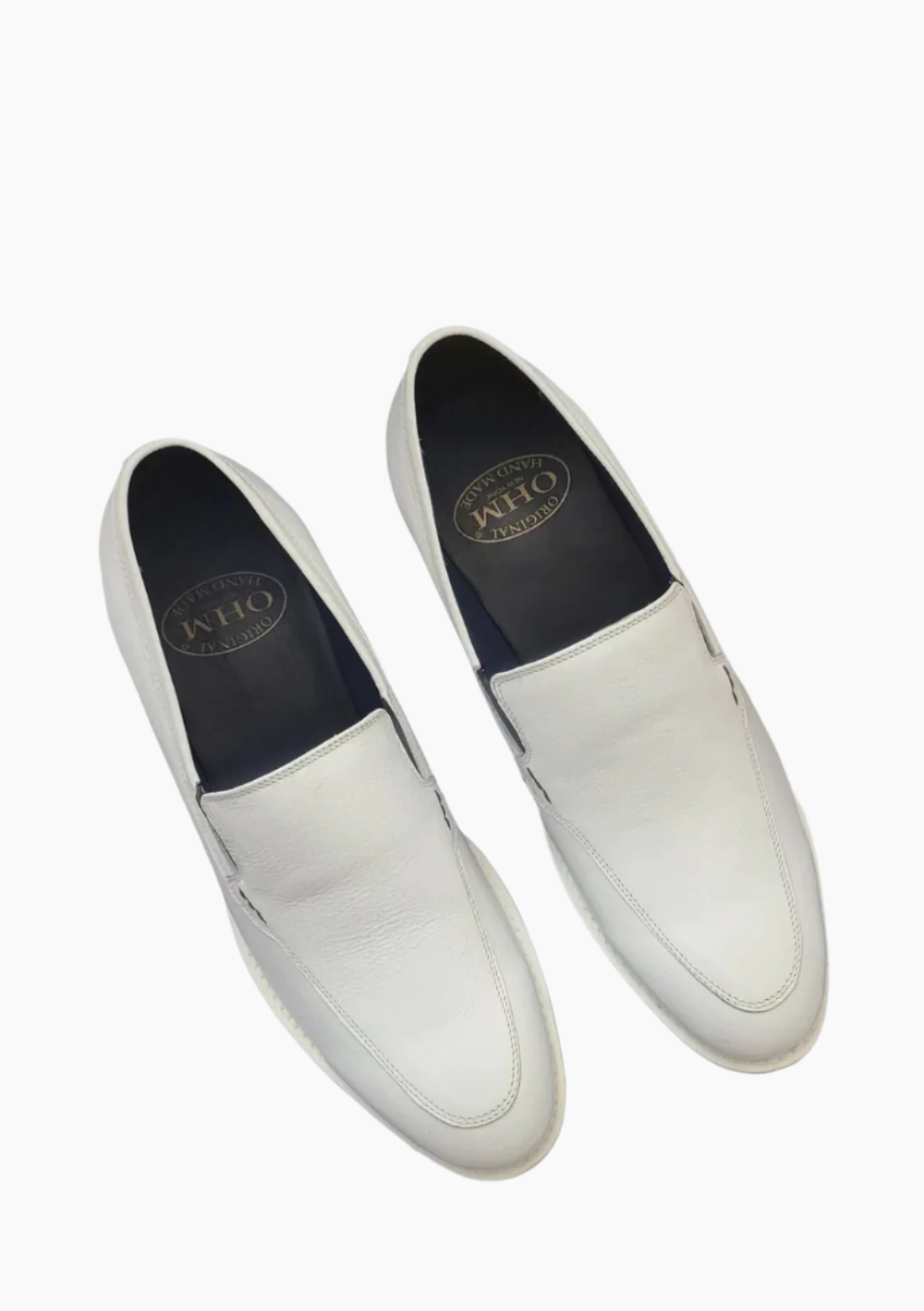 OHM Sleek Design White Slip-on Leather Shoes