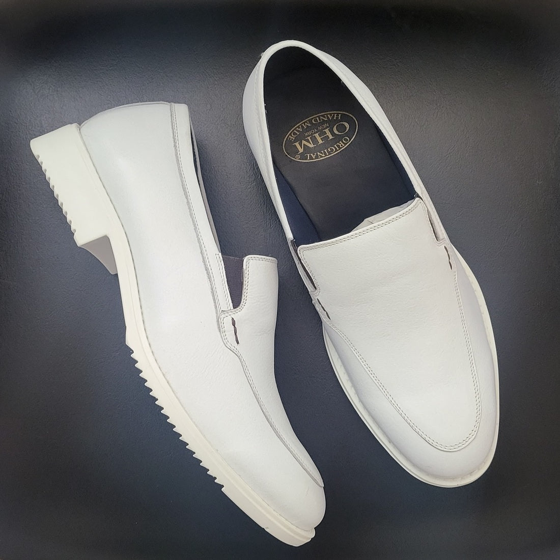 OHM New York Sleek Design White Slip-on Leather Shoes
