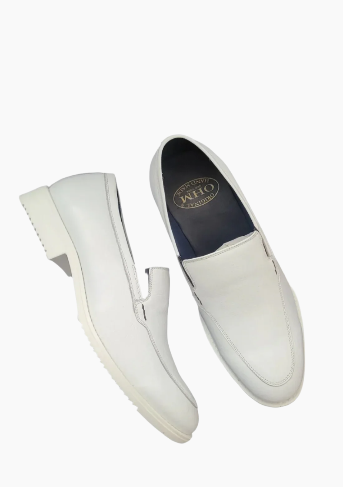 OHM Sleek Design White Slip-on Leather Shoes