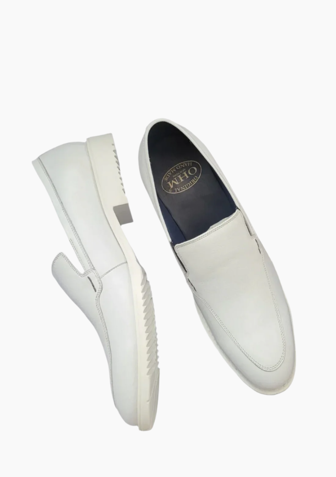 OHM Sleek Design White Slip-on Leather Shoes