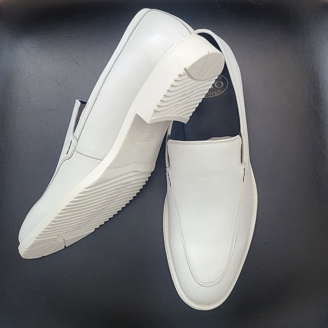 OHM New York Sleek Design White Slip-on Leather Shoes