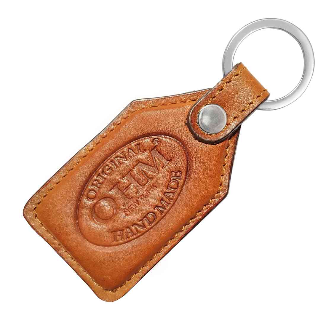 OHM New York Handmade Leather Key Rings in Tan Color