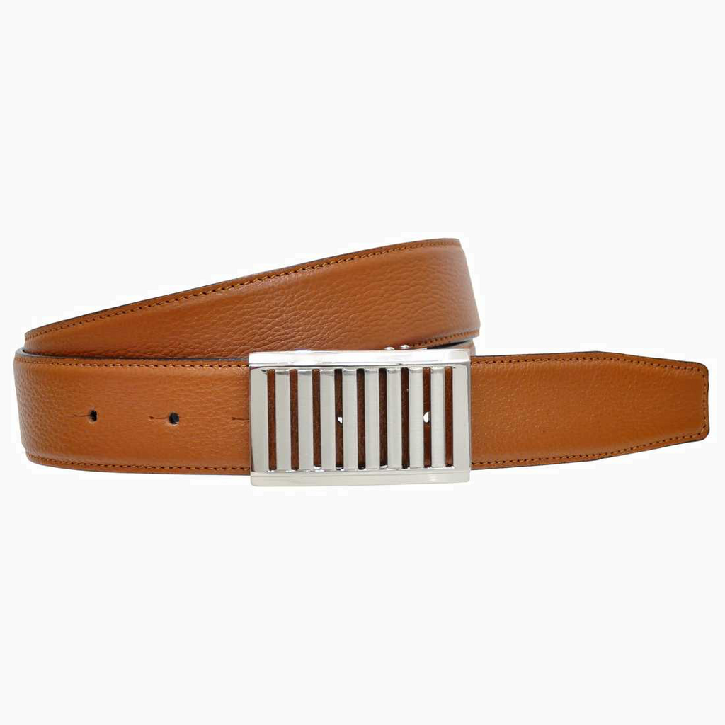 OHM New York Latticed Buckle Leather Reversible Belts