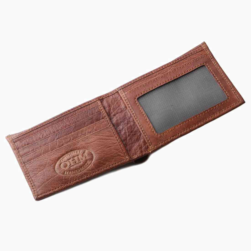 OHM New York Bill Fold Leather Wallet in Cognac and Black