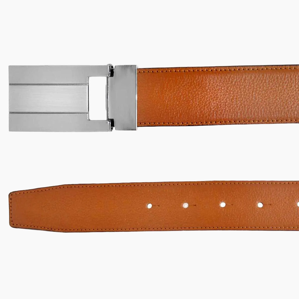 OHM New York Leather Reversible Plaque Buckle Belts Black Tan