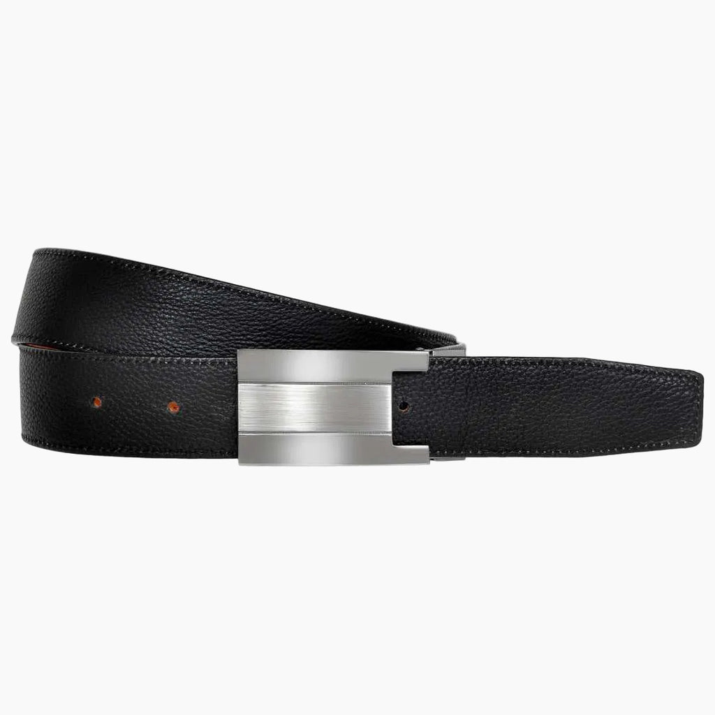 OHM New York Leather Reversible Plaque Buckle Belts Black Tan